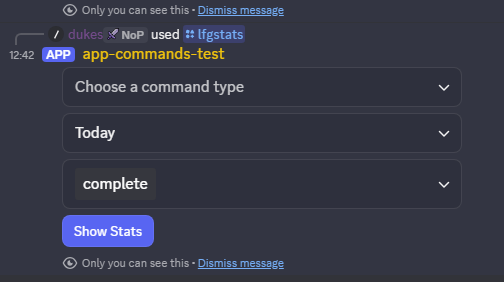 LFG Stats initial message